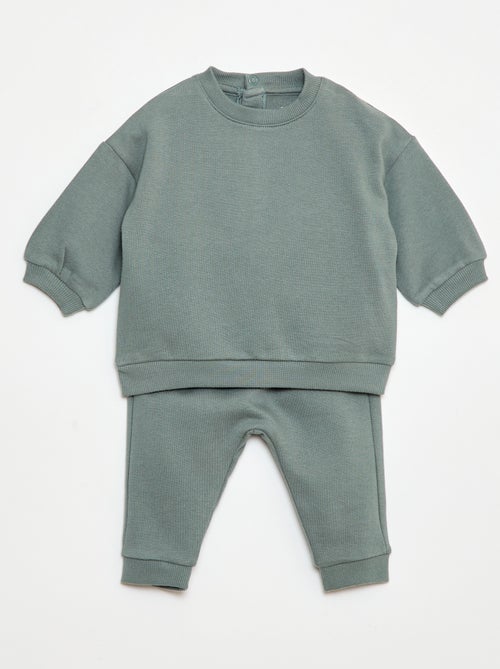 Conjunto em moletão: sweatshirt e calças - 2 peças - Kiabi