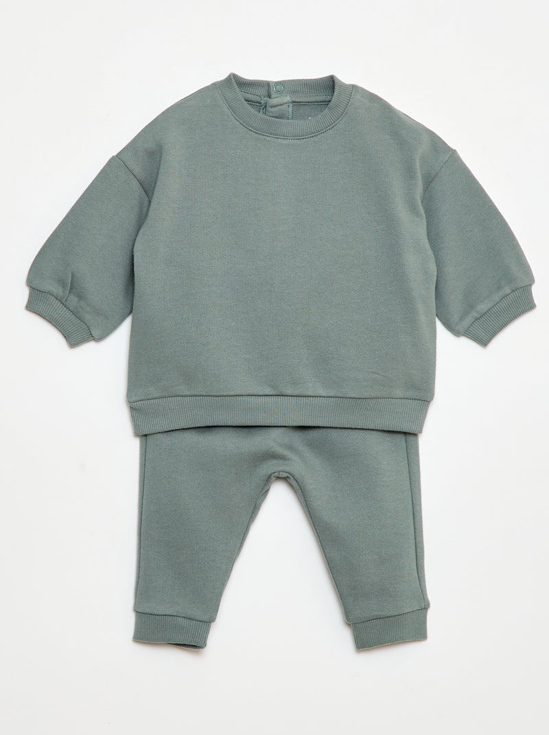 Conjunto em moletão: sweatshirt e calças - 2 peças Azul - Kiabi