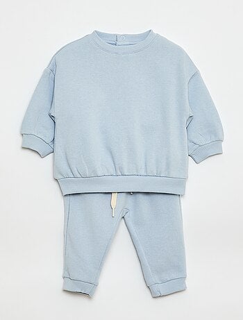 Conjunto em moletão: sweatshirt e calças - 2 peças