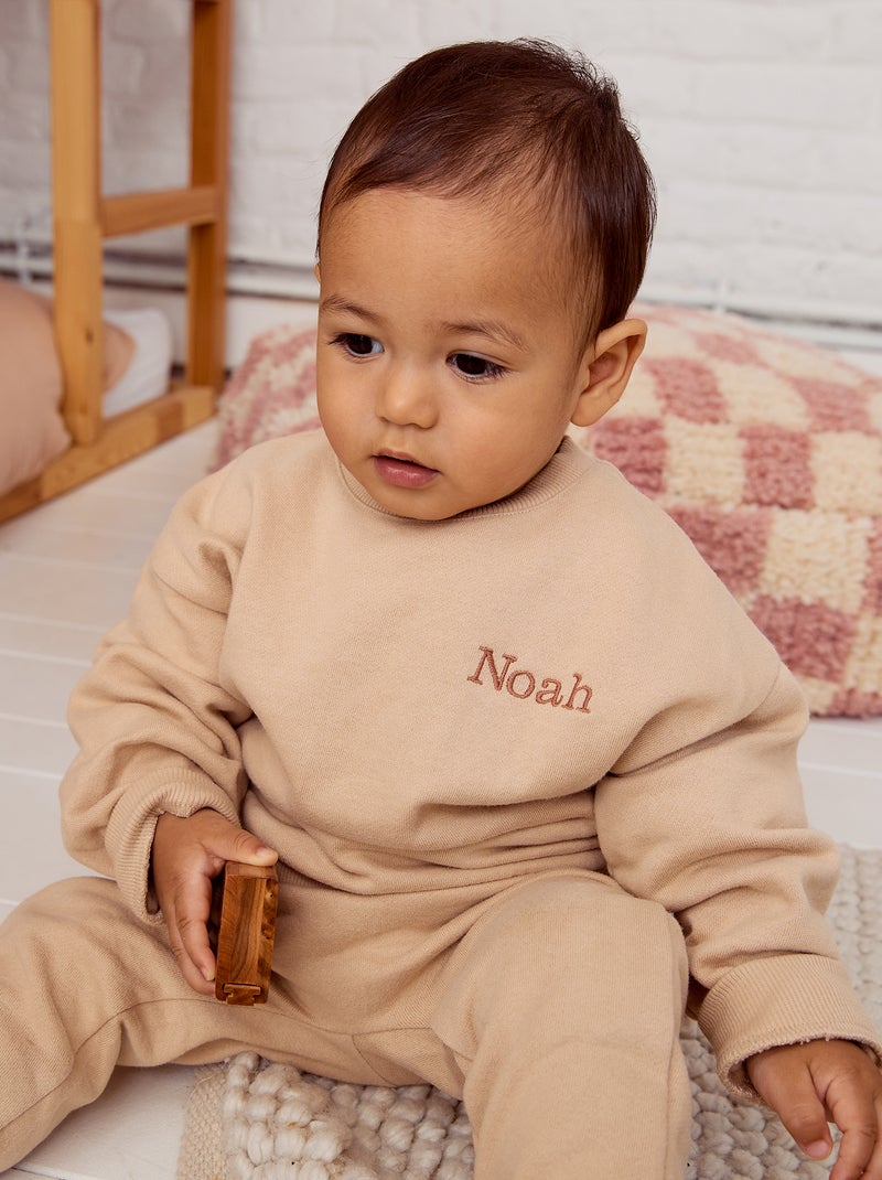 Conjunto em moletão: sweatshirt e calças - 2 peças Bege - Kiabi