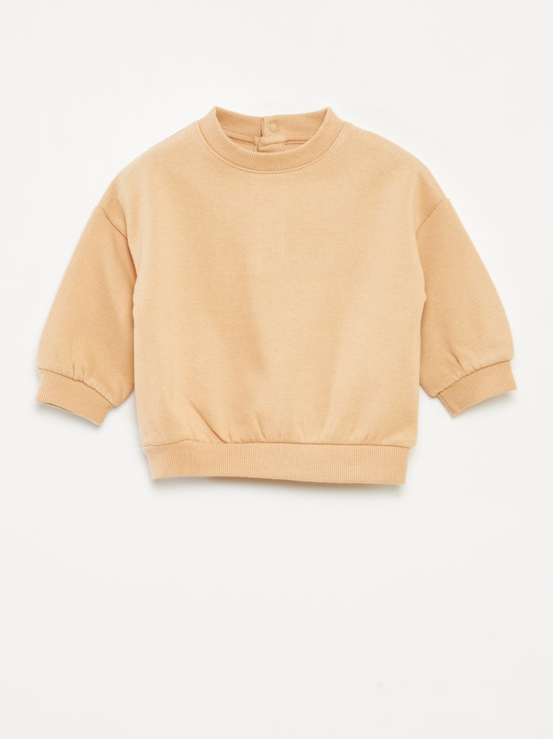Conjunto em moletão: sweatshirt e calças - 2 peças Bege - Kiabi