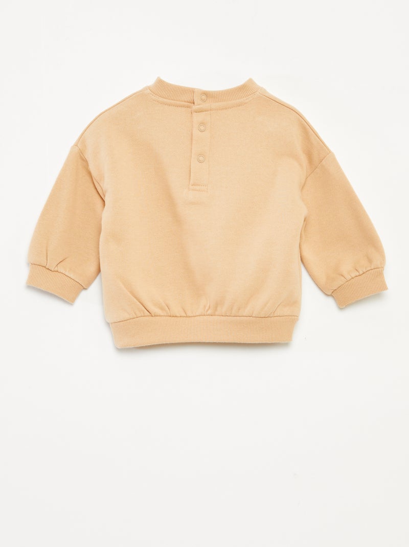 Conjunto em moletão: sweatshirt e calças - 2 peças Bege - Kiabi