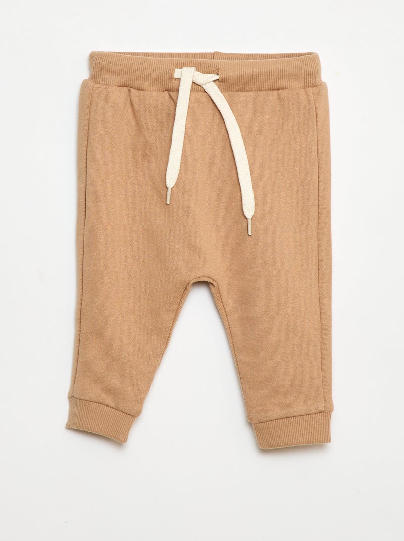 Conjunto em moletão: sweatshirt e calças - 2 peças Castanho - Kiabi