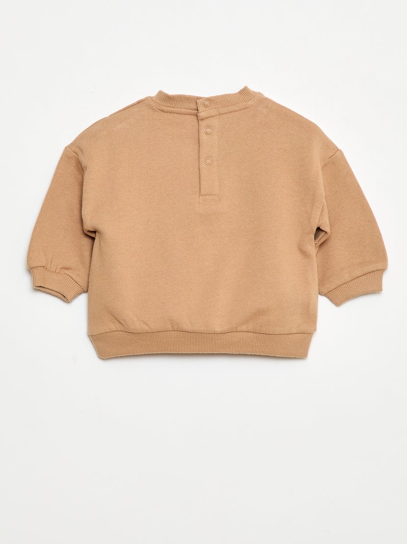Conjunto em moletão: sweatshirt e calças - 2 peças Castanho - Kiabi