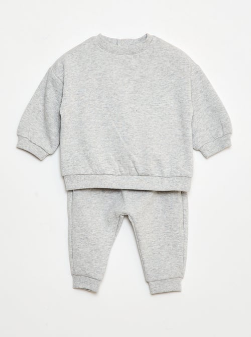 Conjunto em moletão: sweatshirt e calças - 2 peças - Kiabi