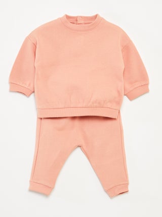 Conjunto em moletão: sweatshirt e calças - 2 peças