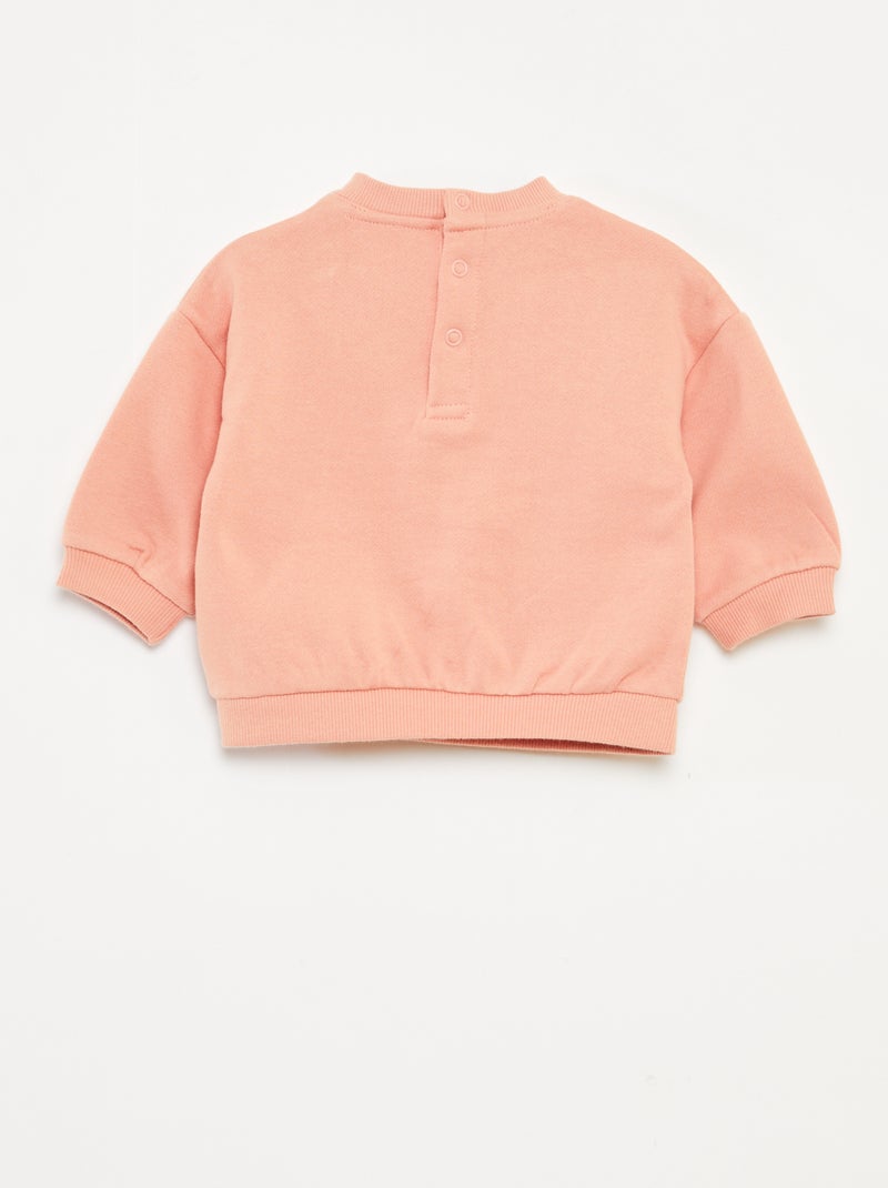 Conjunto em moletão: sweatshirt e calças - 2 peças Rosa - Kiabi