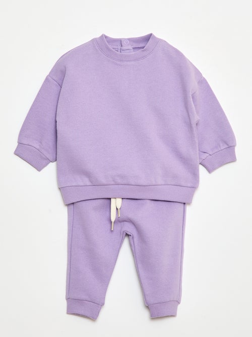 Conjunto em moletão: sweatshirt e calças - 2 peças - Kiabi