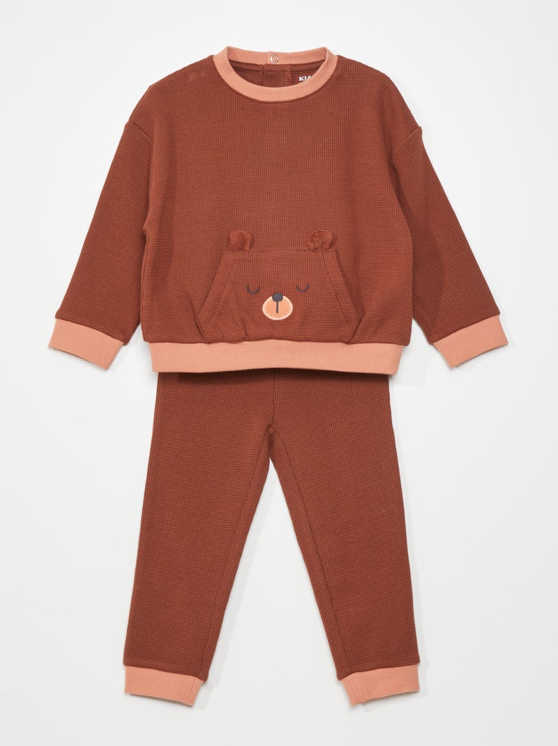 Conjunto em ninho de abelha 'ursinho' - 2 peças CASTANHO - Kiabi