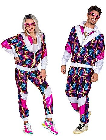 Conjunto esportivo neon estilo discoteca dos anos 80