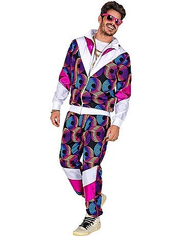 Conjunto esportivo neon estilo discoteca dos anos 80