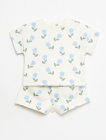 Conjunto estampado 2 peças calções + T-shirt