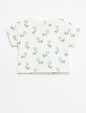 Conjunto estampado 2 peças calções + T-shirt