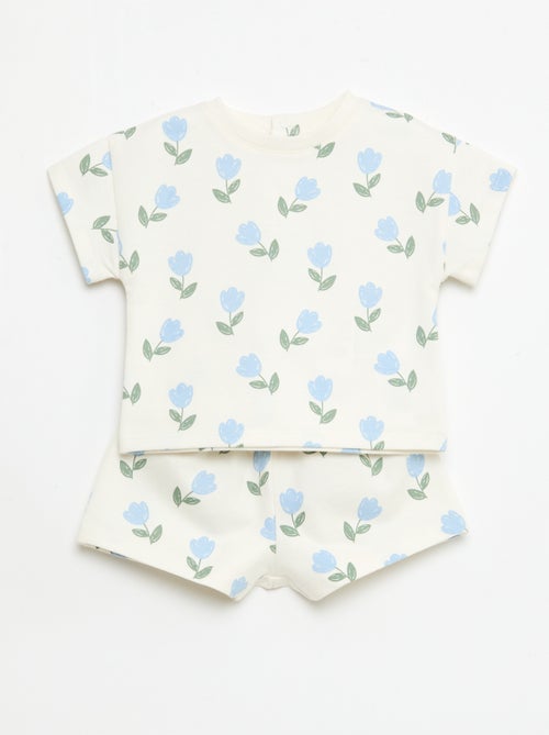 Conjunto estampado 2 peças calções + T-shirt - Kiabi