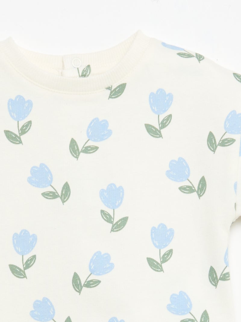 Conjunto estampado 2 peças calções + T-shirt Branco - Kiabi