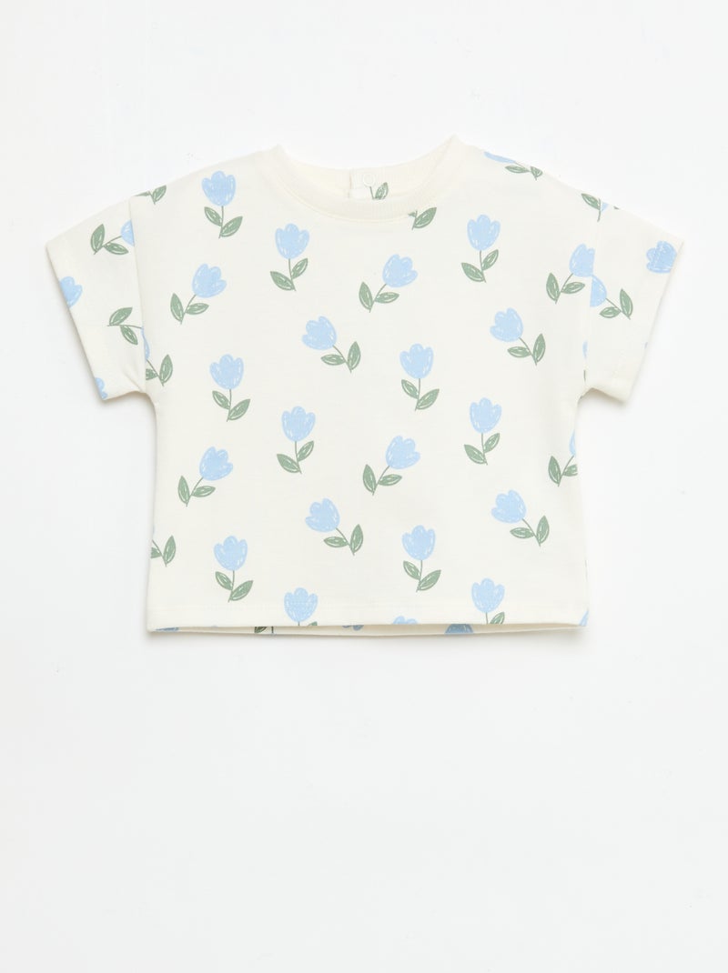 Conjunto estampado 2 peças calções + T-shirt Branco - Kiabi