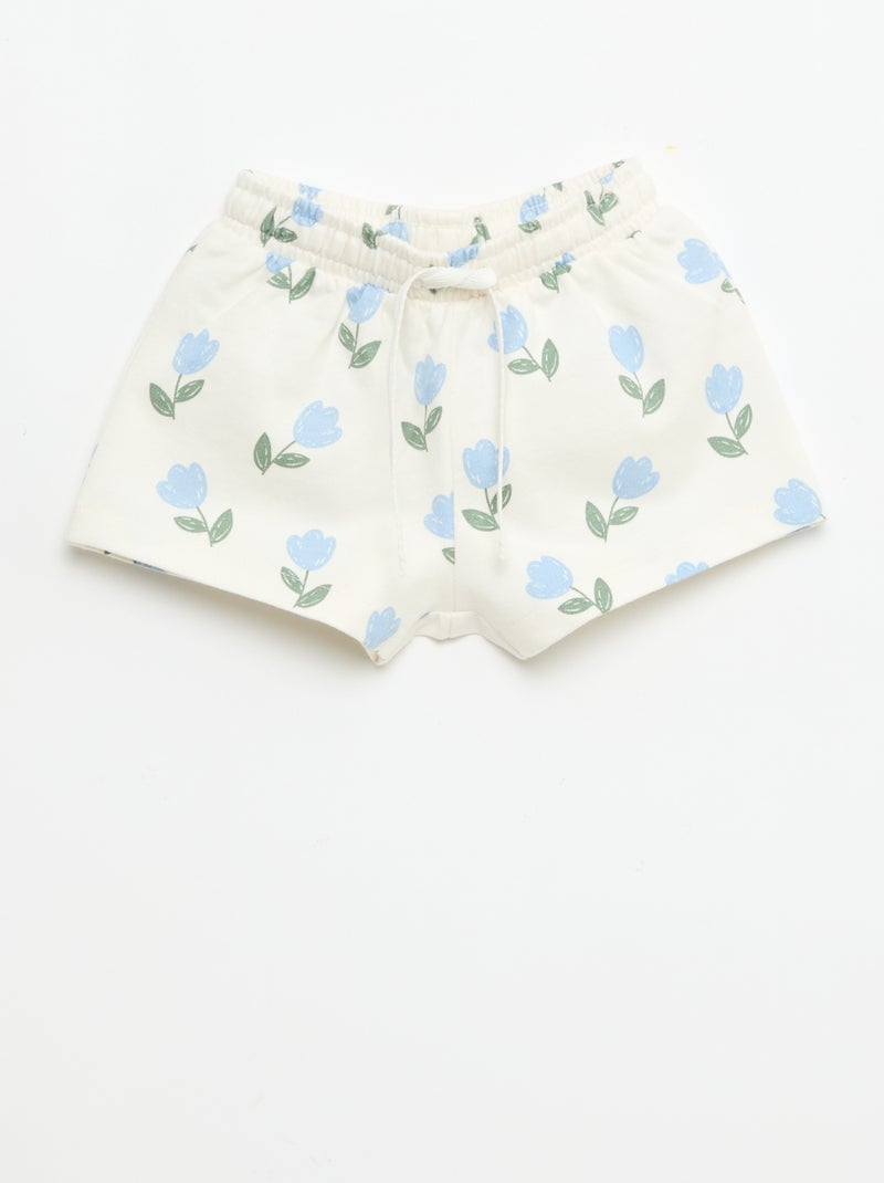 Conjunto estampado 2 peças calções + T-shirt Branco - Kiabi