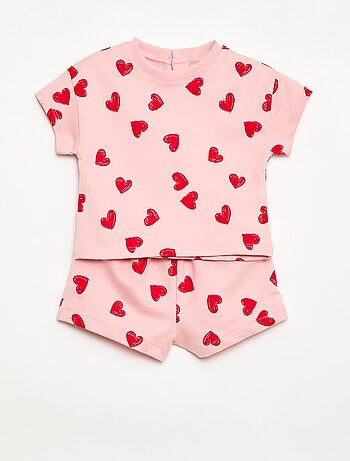 Conjunto estampado 2 peças calções + T-shirt