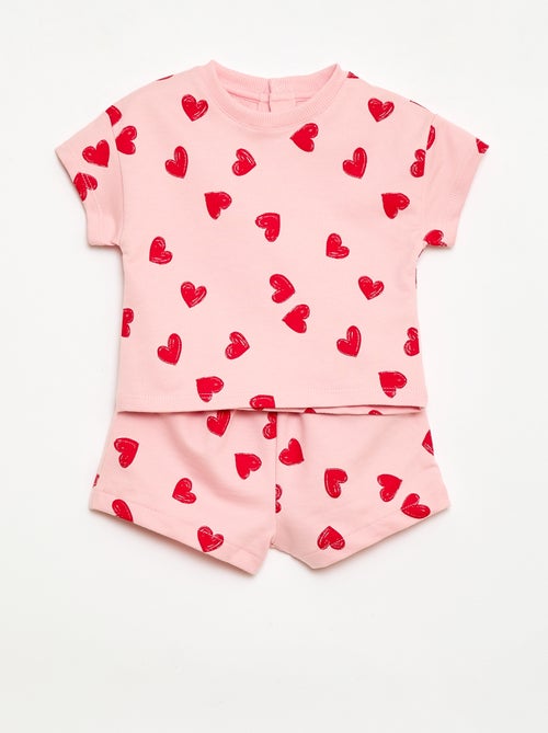 Conjunto estampado 2 peças calções + T-shirt - Kiabi