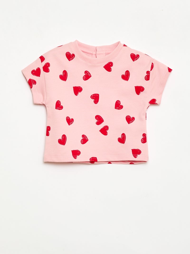 Conjunto estampado 2 peças calções + T-shirt Rosa - Kiabi