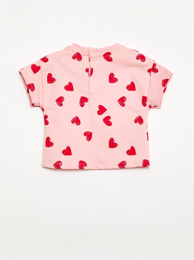 Conjunto estampado 2 peças calções + T-shirt Rosa - Kiabi