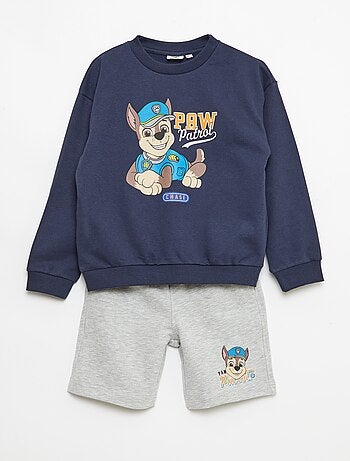 Conjunto estampado 'Patrulha Pata' sweat + calções em algodão