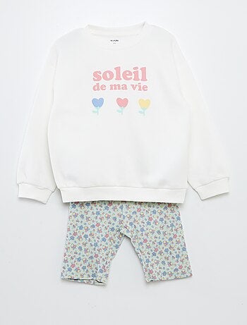 Conjunto estampado sweatshirt + calções tipo ciclista