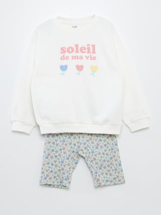 Conjunto estampado sweatshirt + calções tipo ciclista