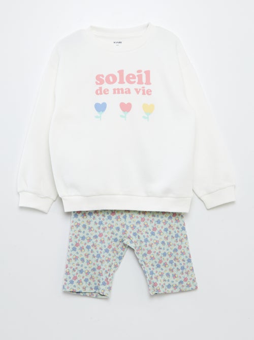 Conjunto estampado sweatshirt + calções tipo ciclista - Kiabi