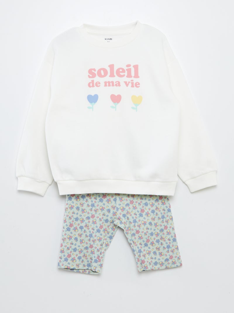 Conjunto estampado sweatshirt + calções tipo ciclista BRANCO - Kiabi