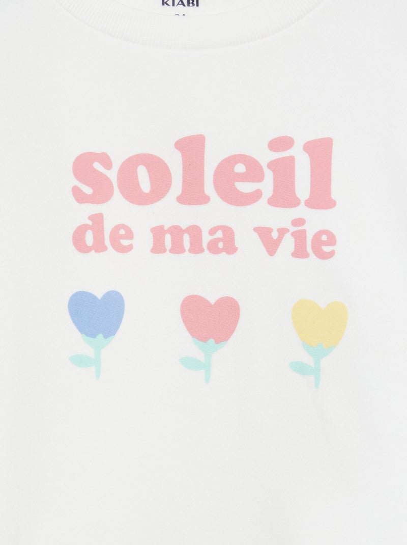 Conjunto estampado sweatshirt + calções tipo ciclista BRANCO - Kiabi