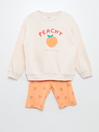 Conjunto estampado sweatshirt + calções tipo ciclista