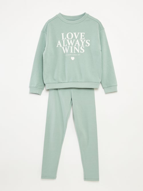 Conjunto estampado sweatshirt + leggings - 2 peças - Kiabi