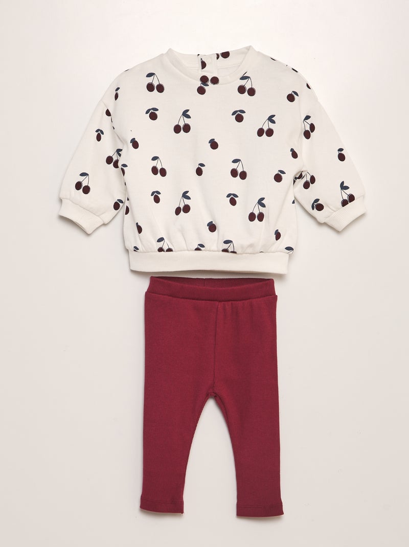Conjunto estampado sweatshirt + leggings - 2 peças BRANCO - Kiabi