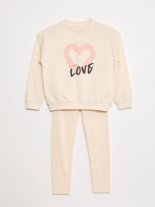Conjunto estampado sweatshirt + leggings - 2 peças - Kiabi