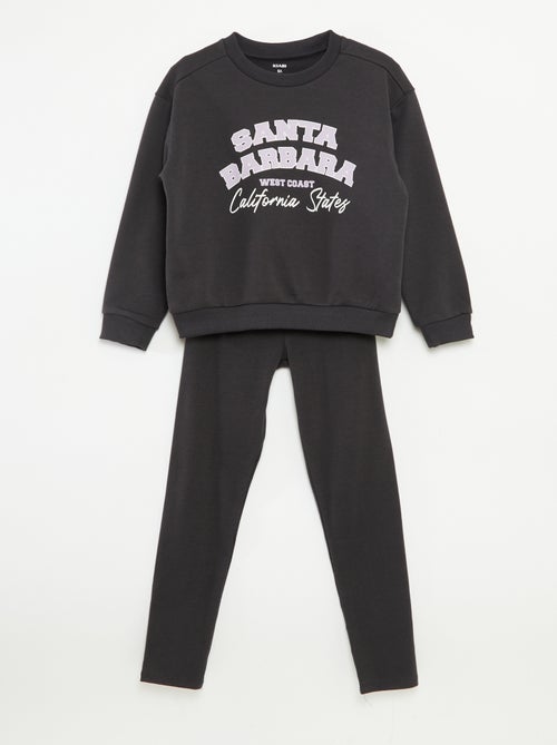 Conjunto estampado sweatshirt + leggings - 2 peças - Kiabi