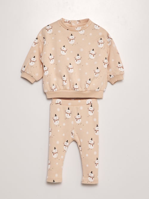 Conjunto estampado sweatshirt + leggings - 2 peças - Kiabi