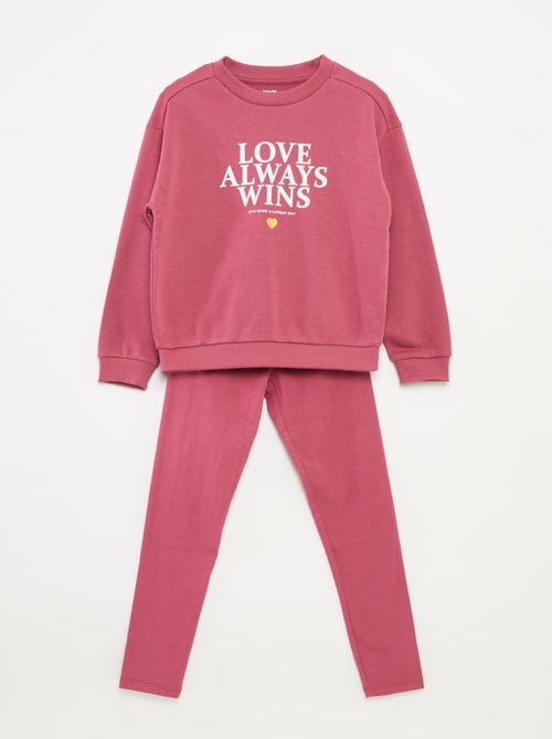 Conjunto estampado sweatshirt + leggings - 2 peças - Kiabi