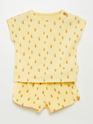 Conjunto estampado t-shirt + calções - 2 peças