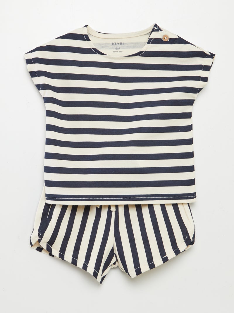 Conjunto estampado t-shirt + calções - 2 peças BRANCO - Kiabi