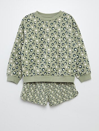 Conjunto estampado t-shirt + calções - 2 peças