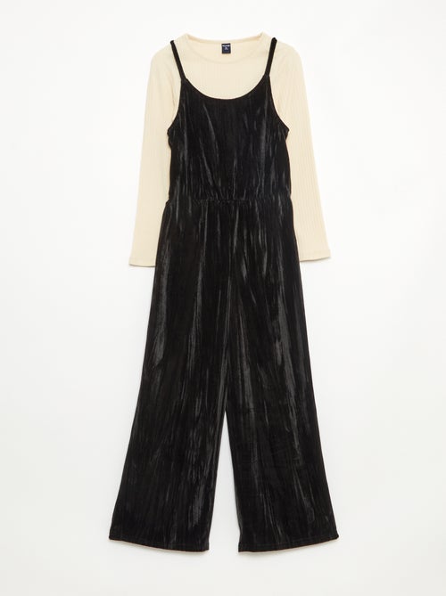 Conjunto festivo T-shirt + macacão com alças - Kiabi