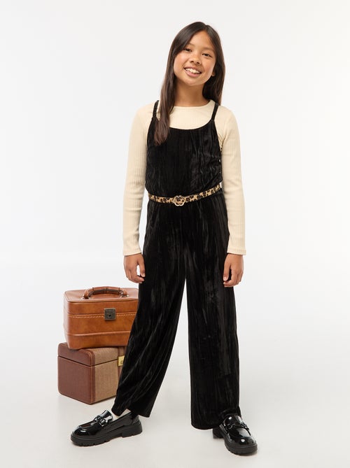 Conjunto festivo T-shirt + macacão com alças - Kiabi