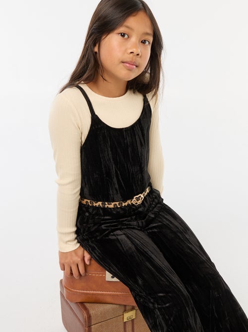 Conjunto festivo T-shirt + macacão com alças - Kiabi