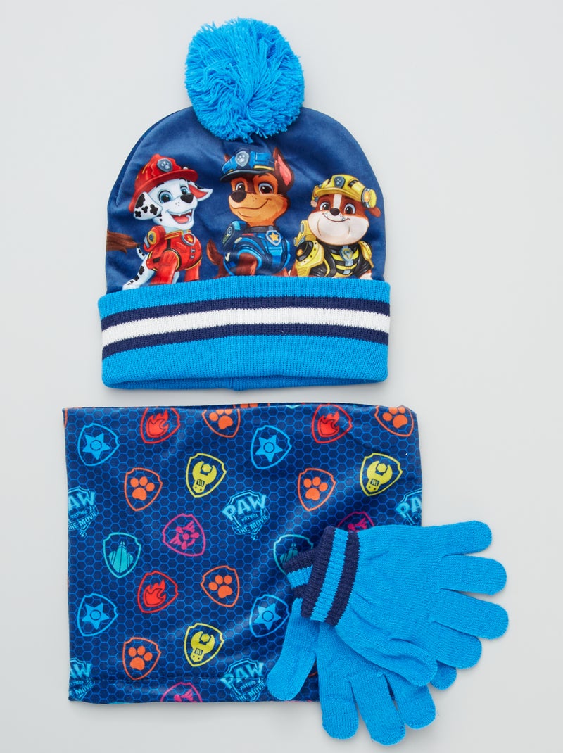 Conjunto gola + luvas + gorro 'Patrulha Pata' Azul - Kiabi