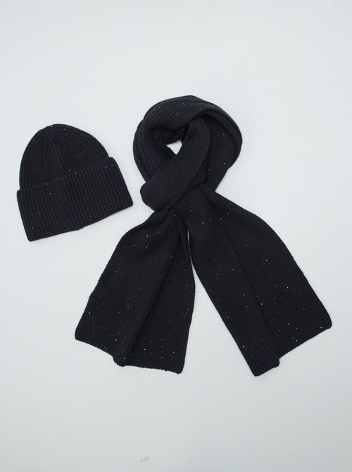 Conjunto gorro + cachecol com brilhantes - Kiabi