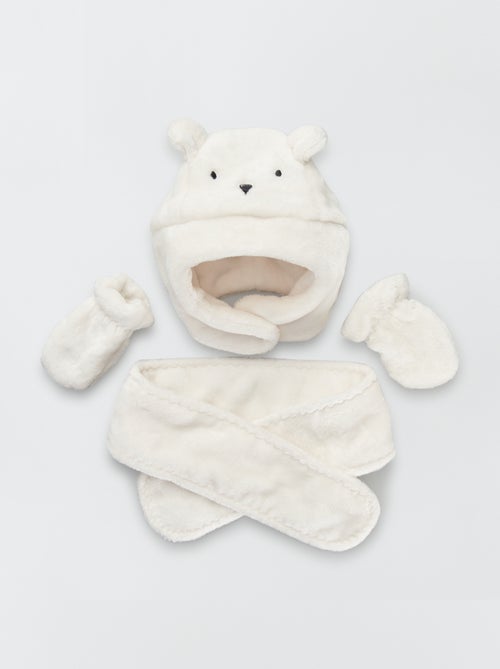 Conjunto gorro + cachecol + luvas 'urso' - Kiabi
