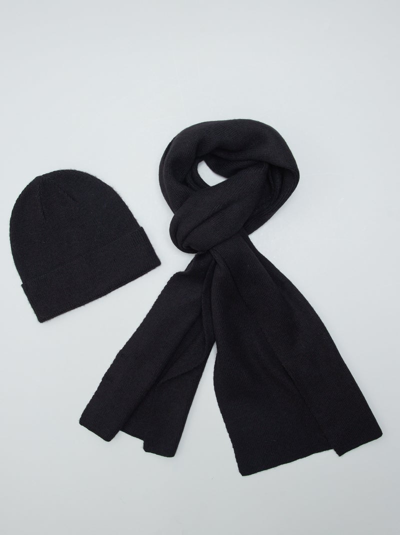Conjunto gorro + cachecol PRETO - Kiabi