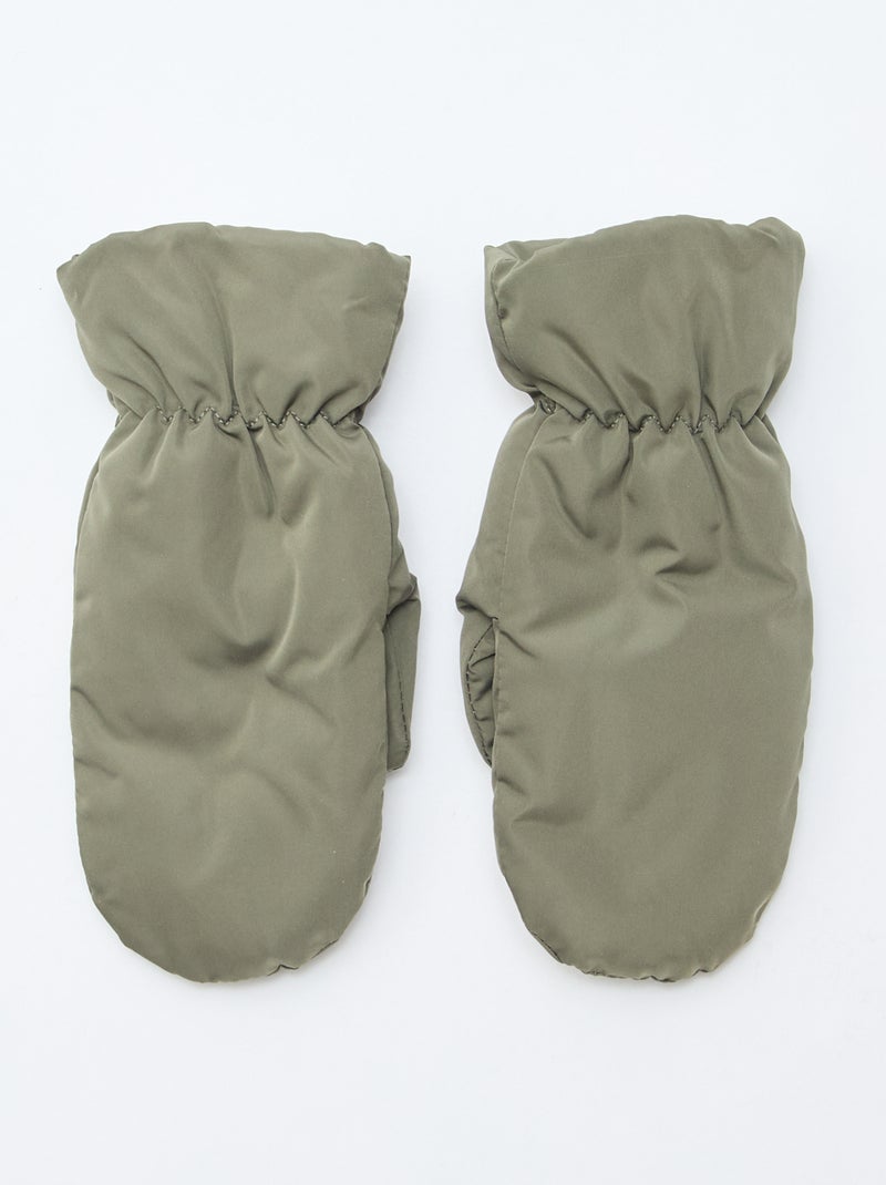 Conjunto gorro com abas + luvas Caqui - Kiabi