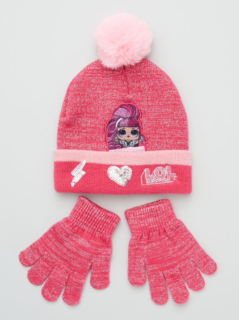 Conjunto gorro e luvas 'L.OL Surprise!' Rosa Claro - Kiabi